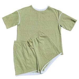 Green 2 Piece Short Summer Lounge Wear Set - Large